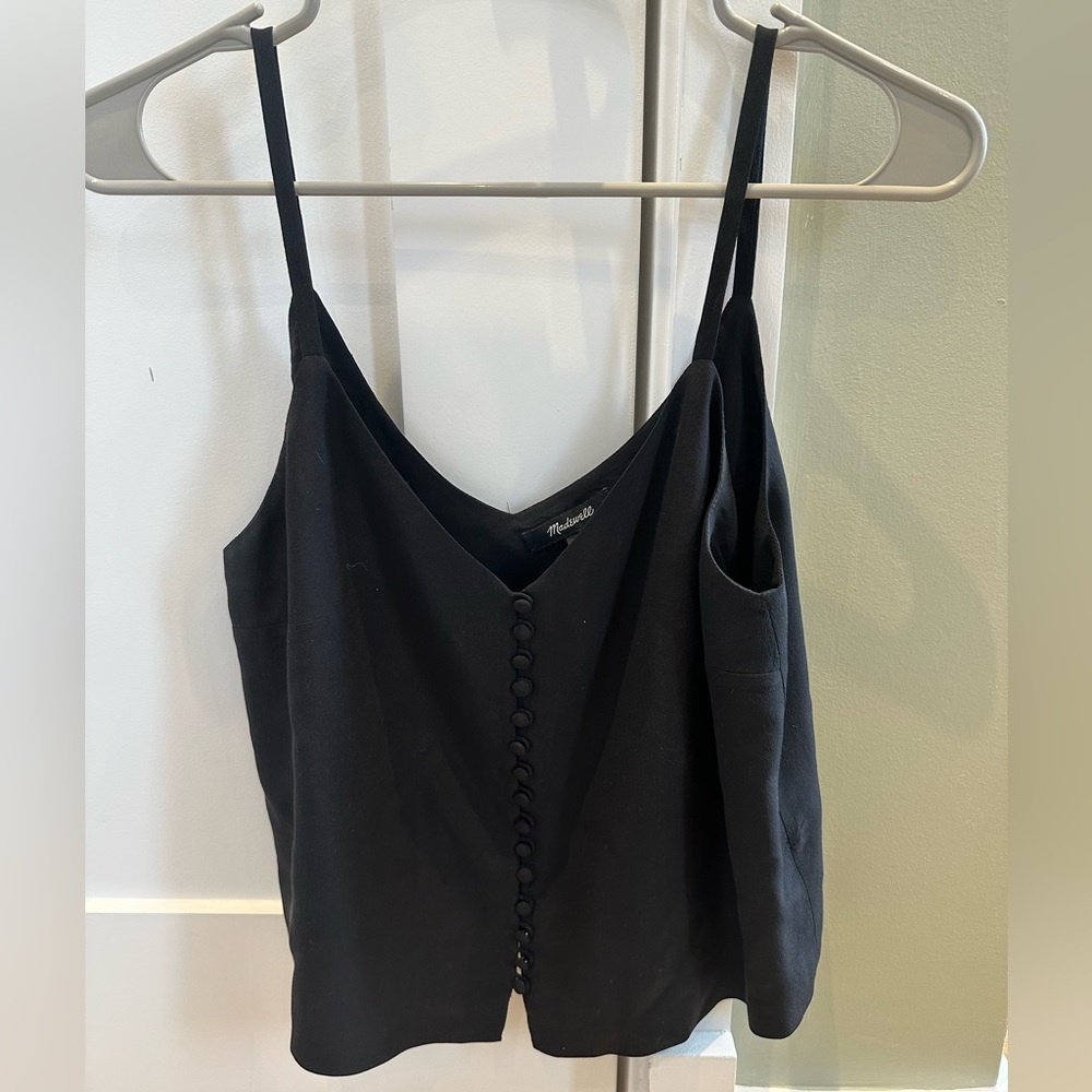 Madewell Black Camisole with Button Detail